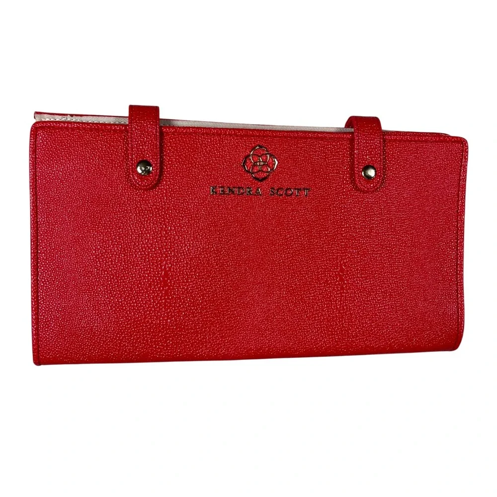 Kendra Scott‎ Getaway Collection Jewelry Travel Case OS Red Pebbled Faux Leather